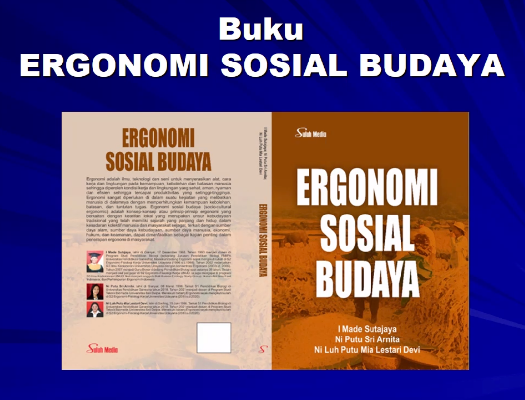 Buku Ergonomi Sosial Budaya dalam kuliah praktisi Ergonomi Udayana